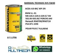 5 LITRI OLIO AUTO BARDAHL 5W40 TECHNOS XVS BMW LL01 MB 226.5 VW 502.00