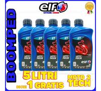 5 LITRI OLIO MISCELA 2 TEMPI ELF MOTO 2 TECH MOTO SCOOTER 100% SINTETICO 05ET01