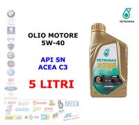 5 LITRI OLIO MOTORE 5W40 PETRONAS SYNTIUM 3000 AV API SN - ACEA C3