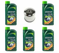 5 Litri Olio Motore Set 10W40 Filtro KN138C per Suzuki Lt-A 400 Lt-F Lta Ltf 500