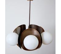 5 Luce Milky Globe Sputnik Ottone Antico Da Lampadario Stilnovo Stile Lampada