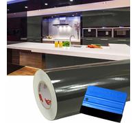 (5 €/ M ²) 10m Lucido Grigio Mobili + Raschietto Pellicola Adesiva 63cm