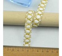 5 m/16,4 piedi ciascuna confezione di accessori per abbigliamento, pizzi, sete bianche, tessuto a fiori neri, fatto a mano, cucito fai da te, decorazioni, oro bianco, 5 metri