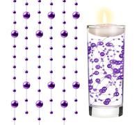 5 m di filo di perle artificiali per candele galleggianti, filo di perle artificiali, ghirlanda di perle per vaso, riempitore di bottiglie d'acqua, matrimonio, decorazione da tavolo (viola)