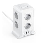 5 M Multipresa Verticale, Torretta Multipresa con 4 Porte USB e 8 Prese di Corrente, Vertical Power Strip con Protezione Dell'interruttore, Adatta per Uffici, Scrivanie e Camere da Letto di Casa