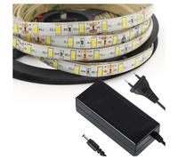 5 M STRISCIA STRIP 300 LED SMD 5630 BIANCO 5 MT IMPERMEABILE + ALIMENTATORE 5A