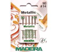 5 Madeira Stick aghi per Metallic filo piatto Pistone per macchina da cucire spessore 90/14