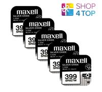 5 Maxell 399 Sr927W Batterie Argento 1.55V Batteria Per Orologio Cell 1Bl NUOVA