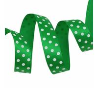 5 metri/lotto 25 mm nastri di raso stampati a pois fai da te artigianato materiale fatto a mano festa scatola decorazione nastro-verde-5 metri di lunghezza