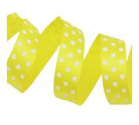 5 metri/lotto 25 mm nastri di raso stampati a pois fai da te artigianato materiale fatto a mano festa scatola decorazione nastro-giallo-5 metri di lunghezza