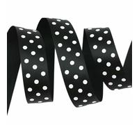 5 metri/lotto 25 mm nastri di raso stampati a pois fai da te artigianato materiale fatto a mano festa scatola decorazione nastro-nero-5 metri di lunghezza