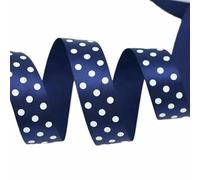 5 metri/lotto 25 mm nastri di raso stampati a pois fai da te artigianato materiale fatto a mano scatola per feste decorazione nastro-blu scuro-5 metri di lunghezza