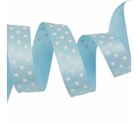 5 metri/lotto 25 mm nastri di raso stampati a pois fai da te artigianato materiale fatto a mano scatola per feste decorazione nastro-azzurro-5 metri di lunghezza