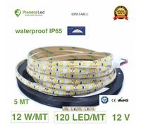 5 METRI STRISCIA 600 LED 2835 SMD 12 W/MT PER ESTERNO IP65 12 V DC PREMIUM SERIE