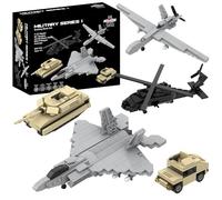 5 Militare Building Block Set - 659 pezzi, maggiore compatibilità di marca | Costruisci, visualizza o gioca con 5 modelli militari dettagliati utilizzando blocchi di costruzione di precisione