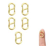 5 mini moschettoni in acciaio inox, chiusura a catena in oro, con doppia apertura, per collane, bracciali, fai da te