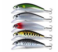 5 Minnow Affondanti da Pesca 7,5 cm 11 g con Sfere Sonore for Lancio Lungo | Esca Rigida con Occhi 3D E Ancorette for Spigola Aspio Sgombro Acqua Dolce E Mare Finitura Riflettente Pesca
