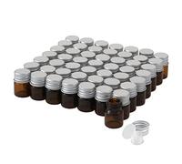 5 ml di fiale di vetro ambra con Tappi a Vite e Tappi di Plastica, Flacone del Campione di Liquido Piccolo Marrone, Flacone a Prova di Perdite, 50 Pezzi