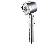 5 Modes Handheld Shower Head High Pressure Water Saving Filter Shower Head One Button Stop Bathroom Accessories Set(Silver Set)