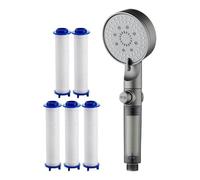5 Modes Shower Head Built-in Filter, High Pressure Shower Head, Silicone Shower Nozzles, Shower Head 5pcs Filters Replacements