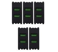 5 MODULI DOPPIA PRESA USB 2.0 TIPO A, NERO, COMPATIBILE CON VIMAR ARKE', 2 PRESE USB A 5VDC 2,1A, MODULI E FRUTTI 100% COMPATIBILI, MATERIALI DI ALTA QUALITA'