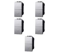5 MODULI INTERRUTTORE DOPPIO SALISCENDI, GRIGIO, COMPATIBILE CON BTICINO LIVING, INTERBLOCCATO, PER TAPPARELLE AVVOLGIBILI, MODULI E FRUTTI 100% COMPATIBILI, MATERIALI DI ALTA QUALITA'