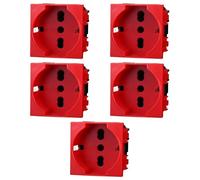 5 MODULI SCHUKO, ROSSA, COMPATIBILE CON BTICINO LIVING, PRESA 220V 230V 10A 16A, STANDARD TEDESCO, MODULI E FRUTTI 100% COMPATIBILI, MATERIALI DI ALTA QUALITA'