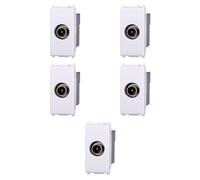 5 MODULI SPINA ANTENNA TV, BIANCO, COMPATIBILE CON VIMAR PLANA, SPINA CON CONNETTORE DIAMETRO 9,5MM, MODULI E FRUTTI 100% COMPATIBILI, MATERIALI DI ALTA QUALITA'