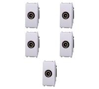 5 MODULI SPINA ANTENNA TV PASSANTE, BIANCO, COMPATIBILE CON VIMAR PLANA, SPINA PASSANTE CON CONNETTORE DIAMETRO 9,5MM, MODULI E FRUTTI 100% COMPATIBILI, MATERIALI DI ALTA QUALITA'