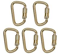 5 moschettoni da arrampicata, in lega di acciaio 45 KN, moschettone di salvataggio autobloccante a forma di D, 11,2 x 7,1 cm, oro robusto clip di bloccaggio con naso di blocco per ramping, sartiame e