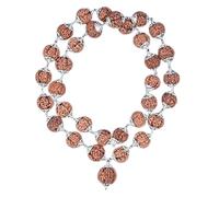 5 Mukhi Rudraksha Guru Kantha dal Nepal/ 5 Mukhi Rudraksha Guru Kantha dal Nepal in argento (grande), 0, legno, senza pietra preziosa, 0, Legno, Nessuna pietra preziosa