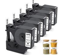 5 nastri compatibili con Dymo D1, nero su bianco, 12 mm x 7 m, 45013, compatibile con Dymo D1 per Dymo LabelManager 160 210D 280 360D 420P