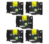 5 nastri per etichette adesive adesive adesive da 6-24 mm nero su bianco giallo trasparente compatibili con i materiali di consumo per stampanti TZE-S231 S131(5PK Black on yellow)