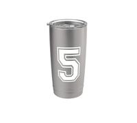 5 Numero Cinque Team Sports Graphic Design Matching Varsity Bicchiere termico in acciaio inox doppia parete