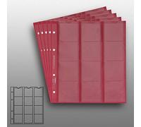 5 Numismatic Prophila Kobra Coin Sheets with Red Card Interleaves, 12 Pockets up to 44 mm Diameter