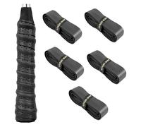 5 Overgrips Antiaderenti per Racchette, Neri Perforati, Assorbimento Sudore per Tennis, Badminton, Squash, Manico Racchetta, Guidone Bici, Canna da Pesca, Presa Migliore e Comfort