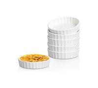 5 Oz Creme Brulee Ramekins, Round Fluted Quiche Dishes Tart Pan, Oven Safe Ramekins for Baking, Souffle, Ramekins 6 Pack