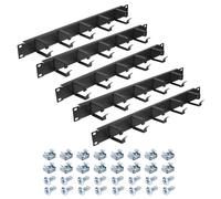 5 Pack 1U 19 Inch 5 D-Rings Cable Manager Horizontal Rack Mount Wire Management