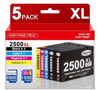 5 Pack 2500XL Cartucce d'inchiostro Compatibili con Canon PGI-2500 XL
