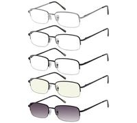 5-pack Eyekepper metallo Mezza Montatura Primavera Cerniere Occhiali da lettura Includere Lettori Computer+1.75