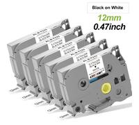 5-Pack Nastro di Ricambio Compatibile con Brother TZe-231 TZ-231, Compatibile con Brother PT D200 D210 1880, Nastro di Ricambio, 12mm 0.47 Pollici Testo su Sfondo