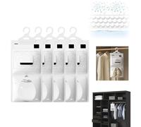 5 Pack x 100g Deumidificatori Armadio, Buste deumidificatore da Appendere, Set Anti-Muffa Sacchetti Deumidificanti, per Eliminare Assorbire Umidità, per Seminterrati, Armadi, Lavanderie