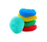 5 pagliette abrasive in polipropilene, per cucina, piatti, pentole e stufe, in plastica, rotonde, spugne abrasive in rete