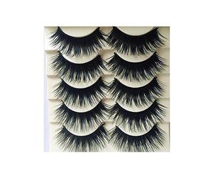 5 paia blu + nero lungo spessore croce ciglia finte trucco estensione ciglia occhi creativo e utileDurability
