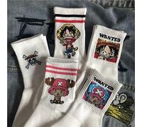 5 Paia Calzini Anime One Piece Rufy Chopper Unisex in Cotone Taglia Unica 36-44
