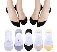 5 paia calzini invisibili donna, calzini da ballerina, calzini traspiranti da donna, scarpe da ginnastica da ballerina Calzini con silicone antiscivolo da donna, calzini invisibili traspiranti