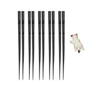 5 Paia Di Bacchette Intagliate E 1 Pezzo Di Supporto Per Bacchette Per Gattini, Bacchette In Lega Resistente Alle Alte Temperature, Supporto Per Bacchette Creativo E Carino.