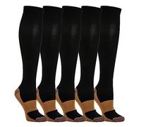 5 Paia di Calze a Compressione Graduata per Uomo E Donna, per Sport, Running, Corsa, Escursioni, Ciclismo, Giri in Bici, Sportive, Gravidanza, Viaggi in Aereo (M, Nero&Marrone)