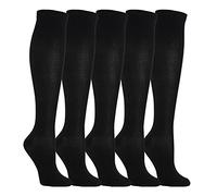 5 Paia di Calze a Compressione Graduata per Uomo E Donna, per Sport, Running, Corsa, Escursioni, Ciclismo, Giri in Bici, Sportive, Gravidanza, Viaggi in Aereo (M, Nero)