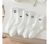 5 paia di calze alla caviglia bianche con facce divertenti, calze da coppia per casual, studenti, autunno e inverno Tagli Unica,Casuale 1 coppia,10 paia bianco,20 paia biancheAnimale,Fumetto,Blocchi d